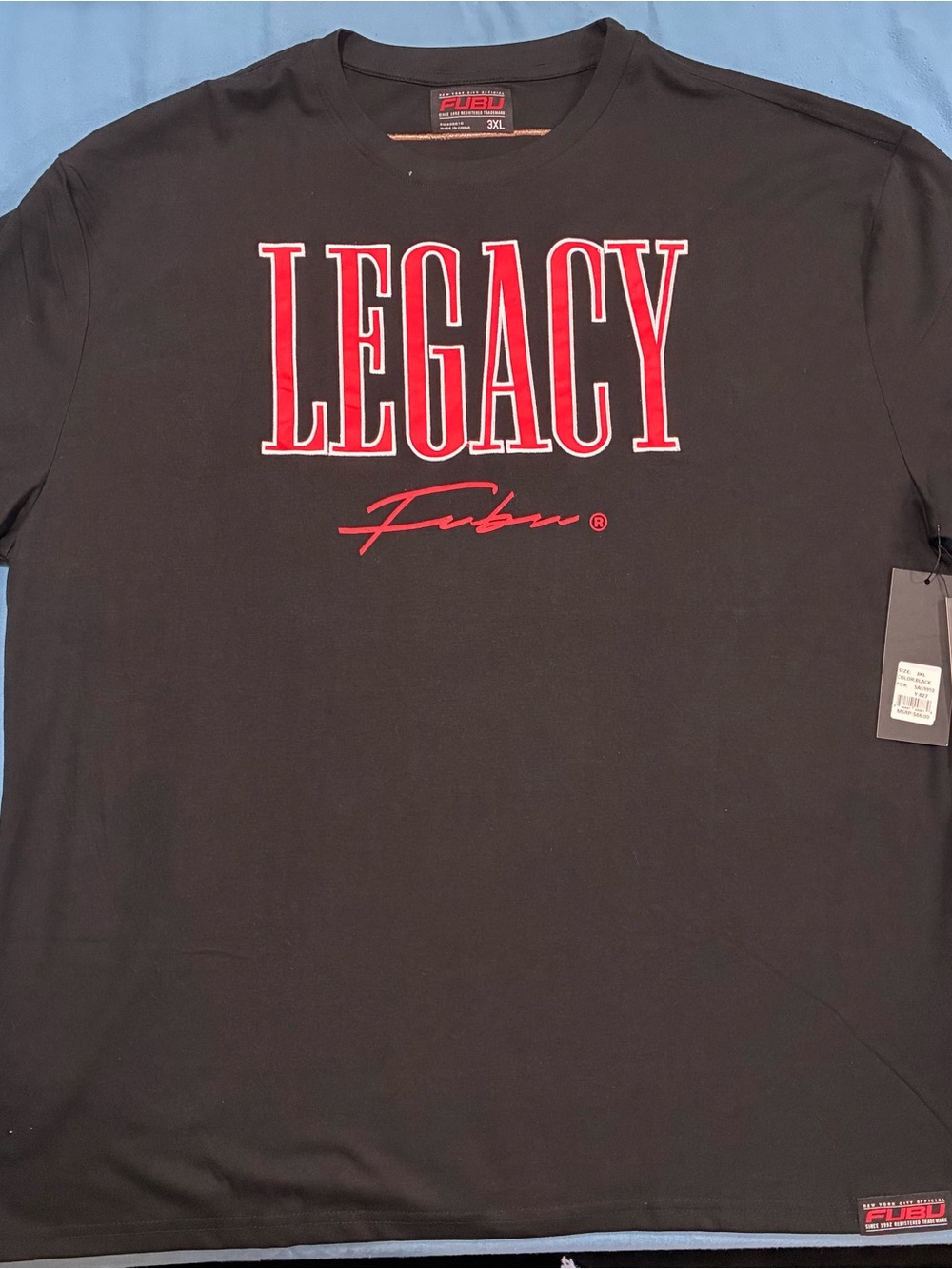 FUBU Black Short-Sleeve Tee with Red 'LEGACY' Graphic